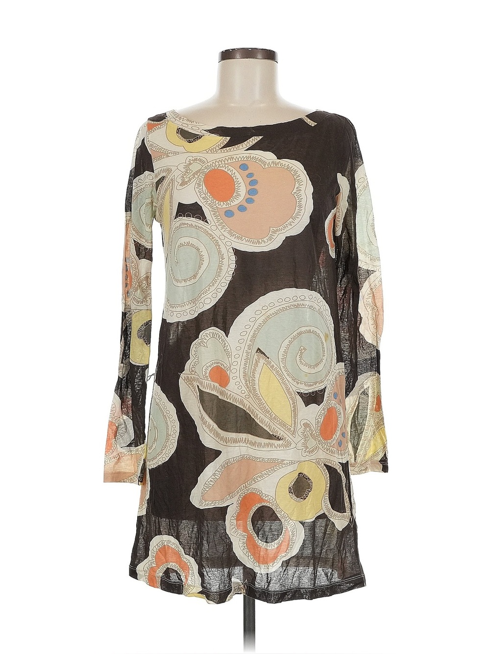 Retro Floral Print Shift Dress with Pastel Accents